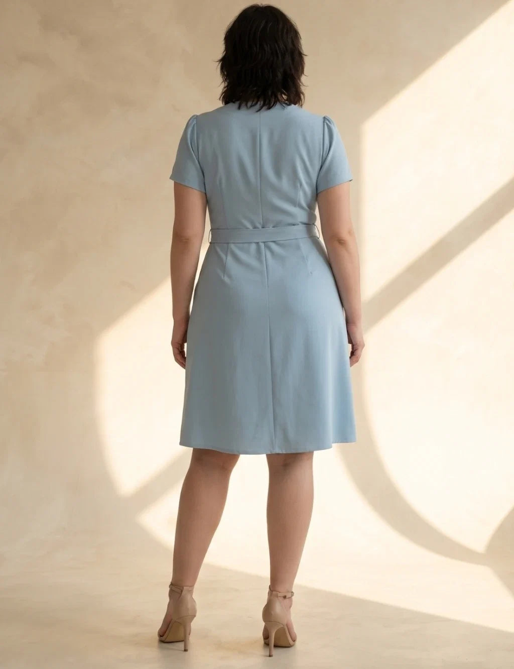 Vestido Curto Frente Pesponto Azul