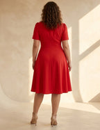 Vestido Midi Cintura Com Fivela Vermelho