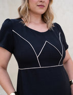 Vestido longo Com Detalhe Vivo Preto