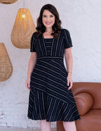 Vestido Midi Decote Com Lurex Preto