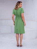 Vestido Midi Com Vivo No Decote Verde