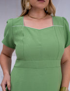 Vestido Midi Com Vivo No Decote Verde