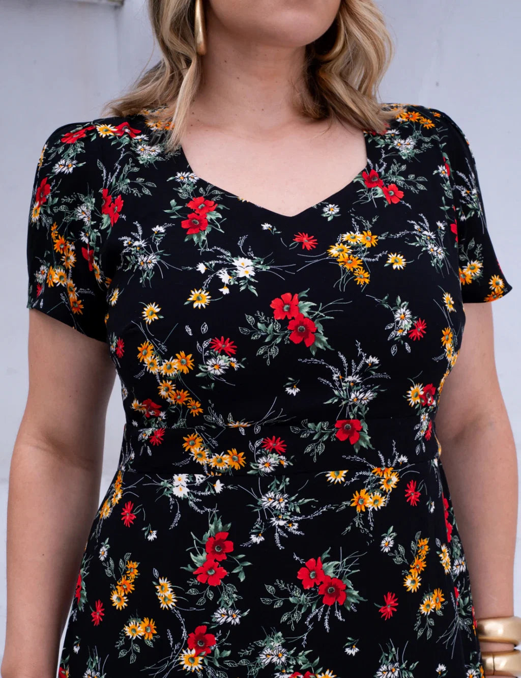 Vestido longo Estampado Floral Preto
