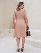 Vestido Midi Cintura Com Fivela Bege
