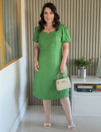 Vestido Midi Decote Princesa Verde