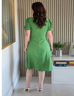 Vestido Midi Decote Princesa Verde
