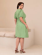 Vestido Midi Com Pregas Verde