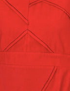 Vestido Midi Com Nervuras Vermelho