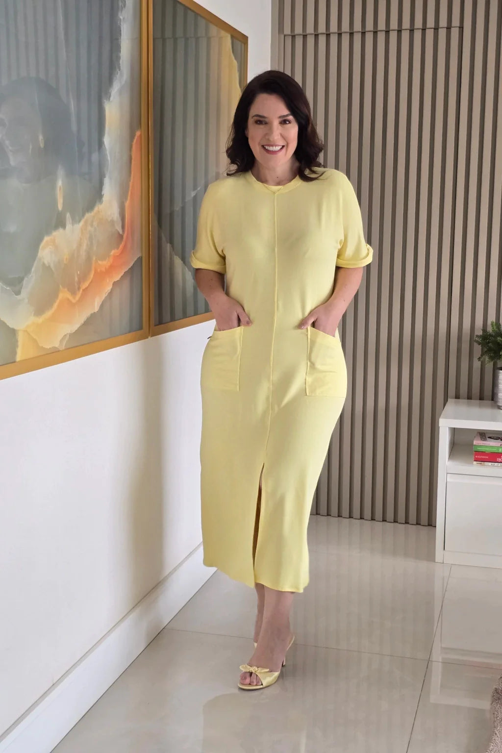Vestido Midi Moletinho Amarelo - Manuela