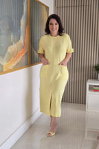 Vestido Midi Moletinho Amarelo - Manuela