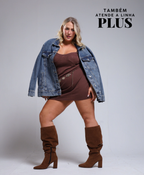 Bota Slouchy Camurça Marrom Escuro