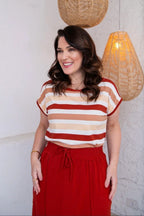 Conjunto Moletinho Listrado Terracota -  Lia