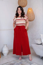 Conjunto Moletinho Listrado Terracota -  Lia